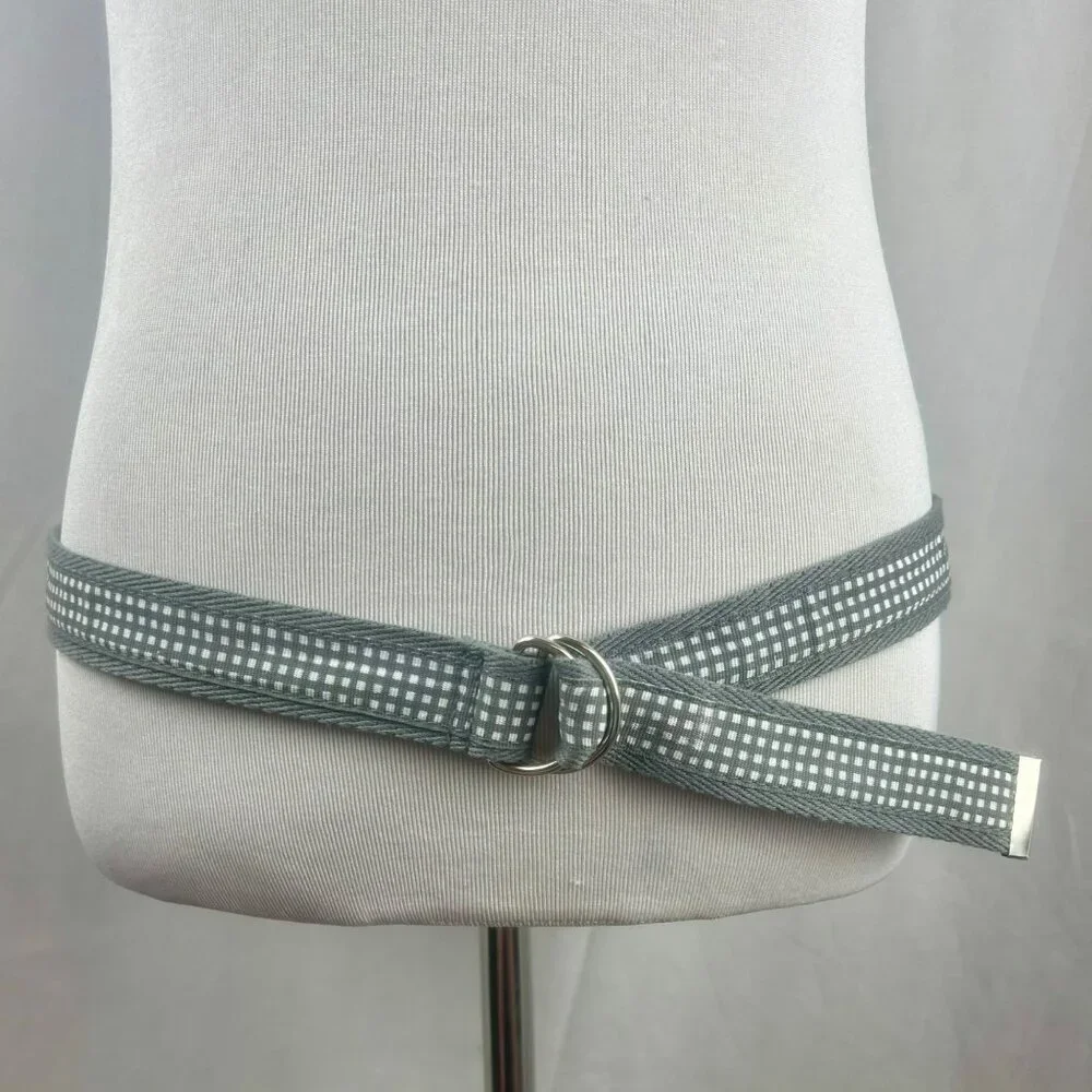 Karen Scott D Ring Belt Women Plus 24 Black Gray Set‎ of 2 Gingham Plaid Ribbon